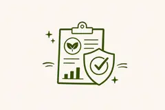 A sustainability report with an assurance shield and checkmark, illustrating third-party assurance