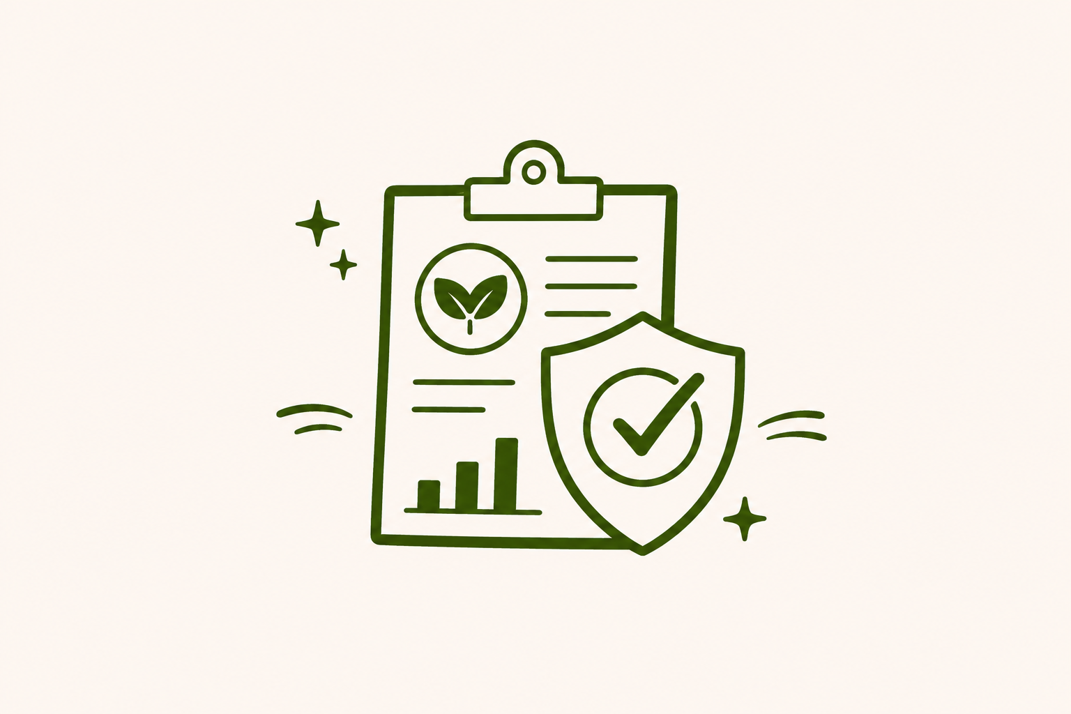 A sustainability report with an assurance shield and checkmark, illustrating third-party assurance